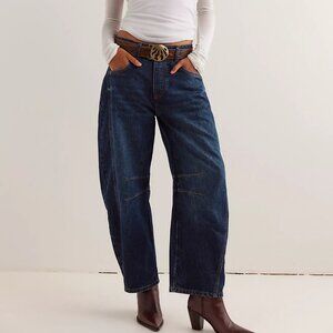 We The Free Good Luck Mid-Rise Barrel Jeans